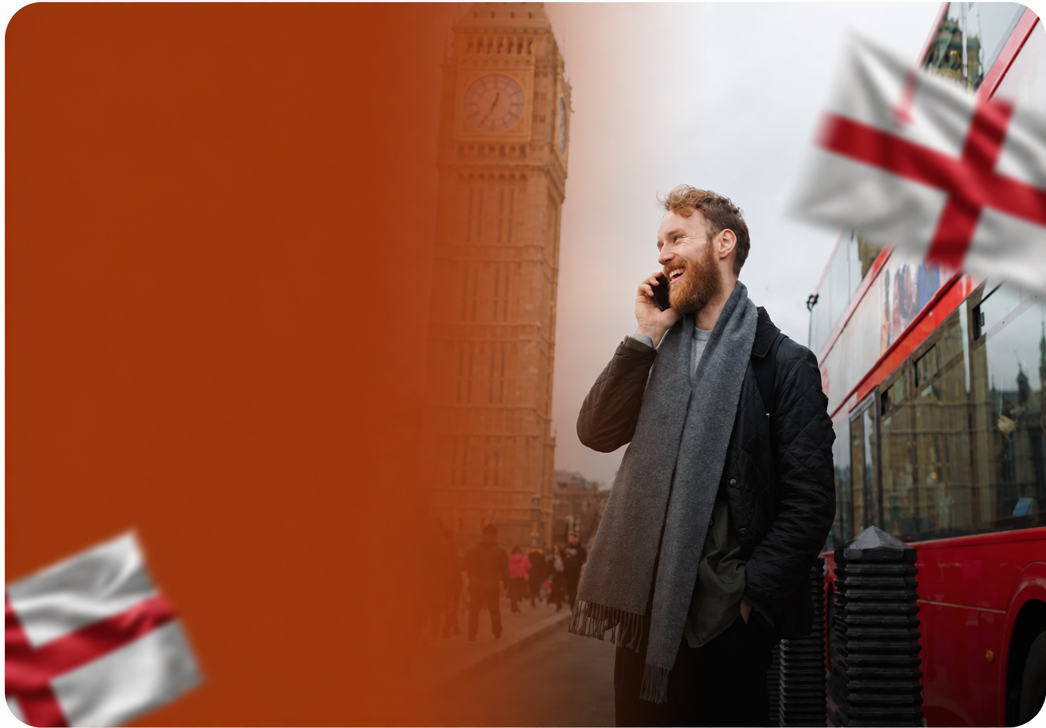 Empresário em Londres ao telefone
